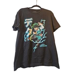 My Hero Academia Deku Shirt Large Anime Tee Crunchyroll Black